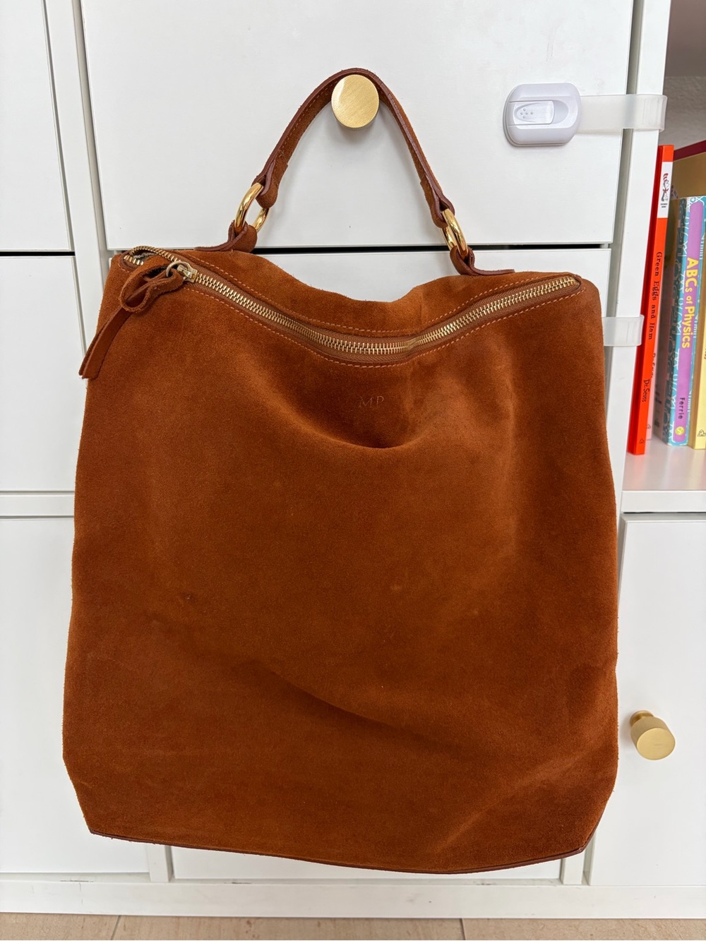 Suede Leather Tote Bag in Brown Mark & Graham